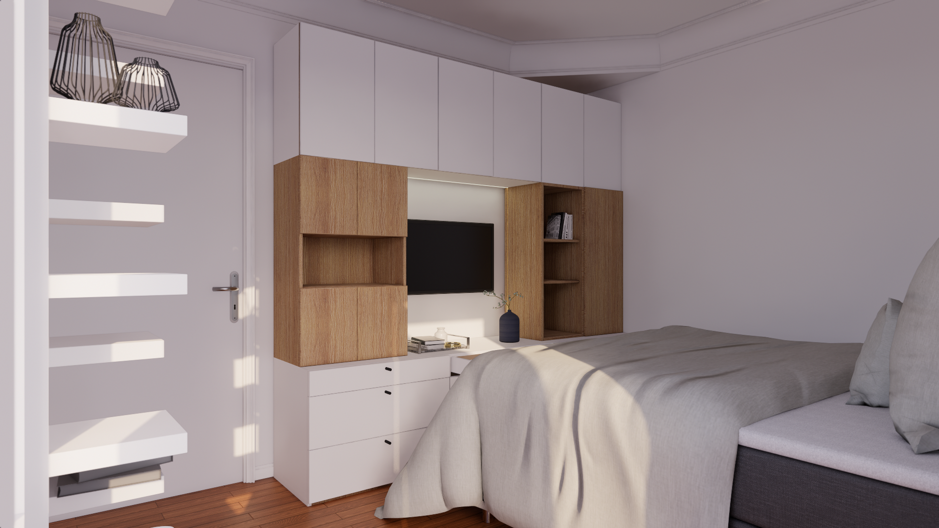 Rendu chambre appartement Paris, vue principale