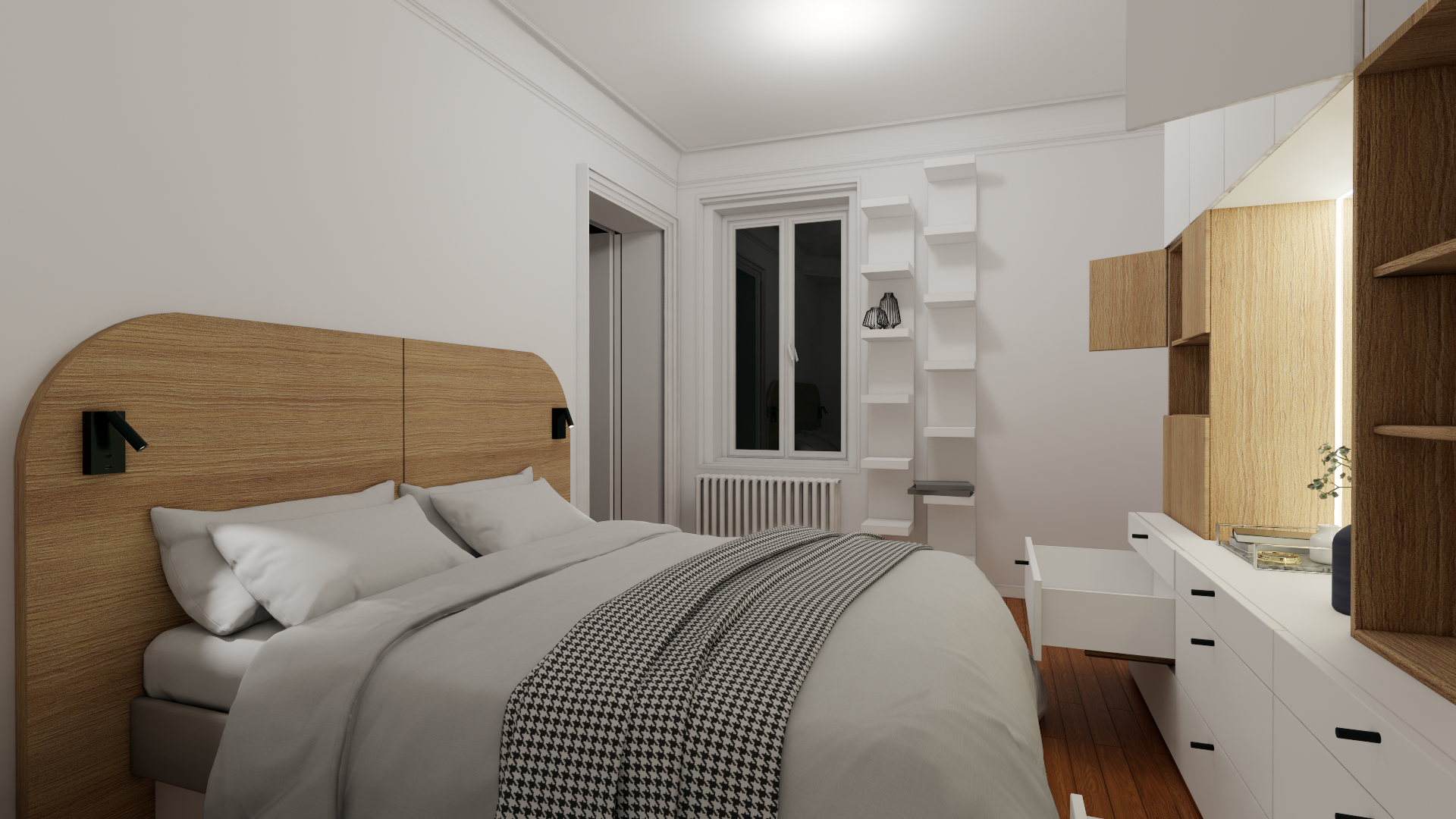 Rendu chambre appartement Paris, variante 1