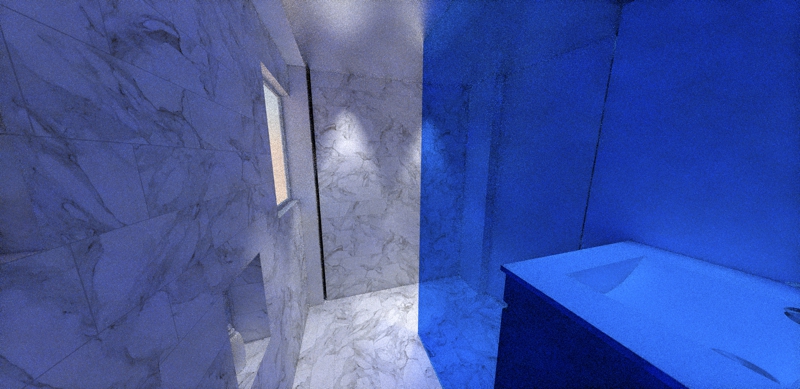 Douche à l'italienne, ambiance lumière