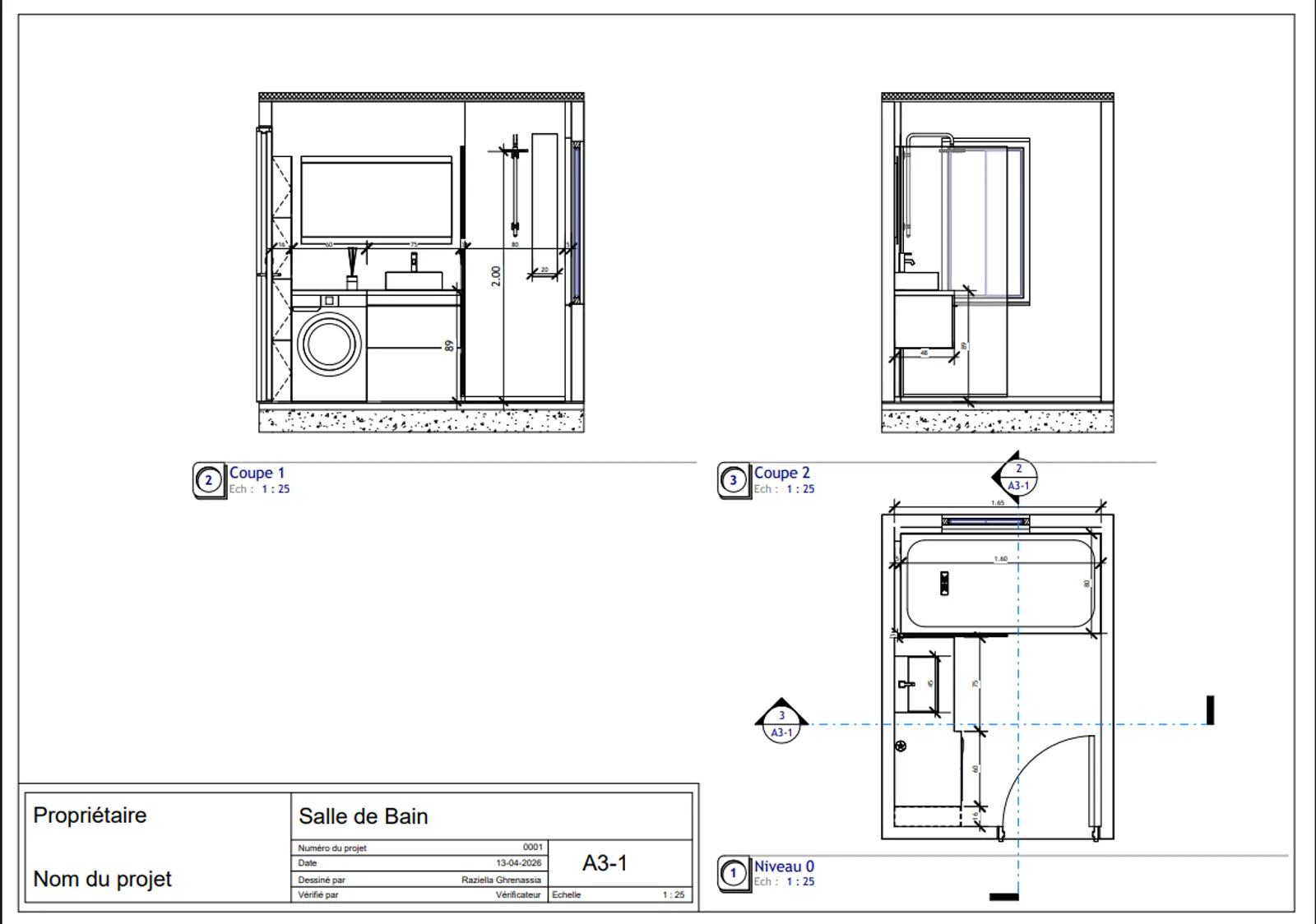 Salle de bain, appartement Paris, modèle SketchUp