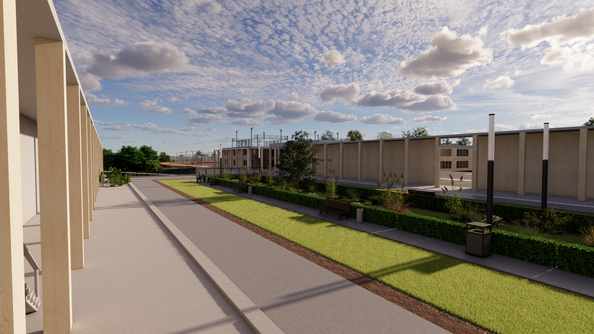 Rendu Enscape du terrain, plateau de Saclay, vue 1